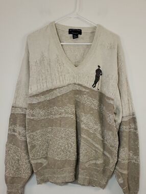 Vintage Sutter & Grant Mens V-Neck Golf Pullover Knit Sweater Size Med Preppy